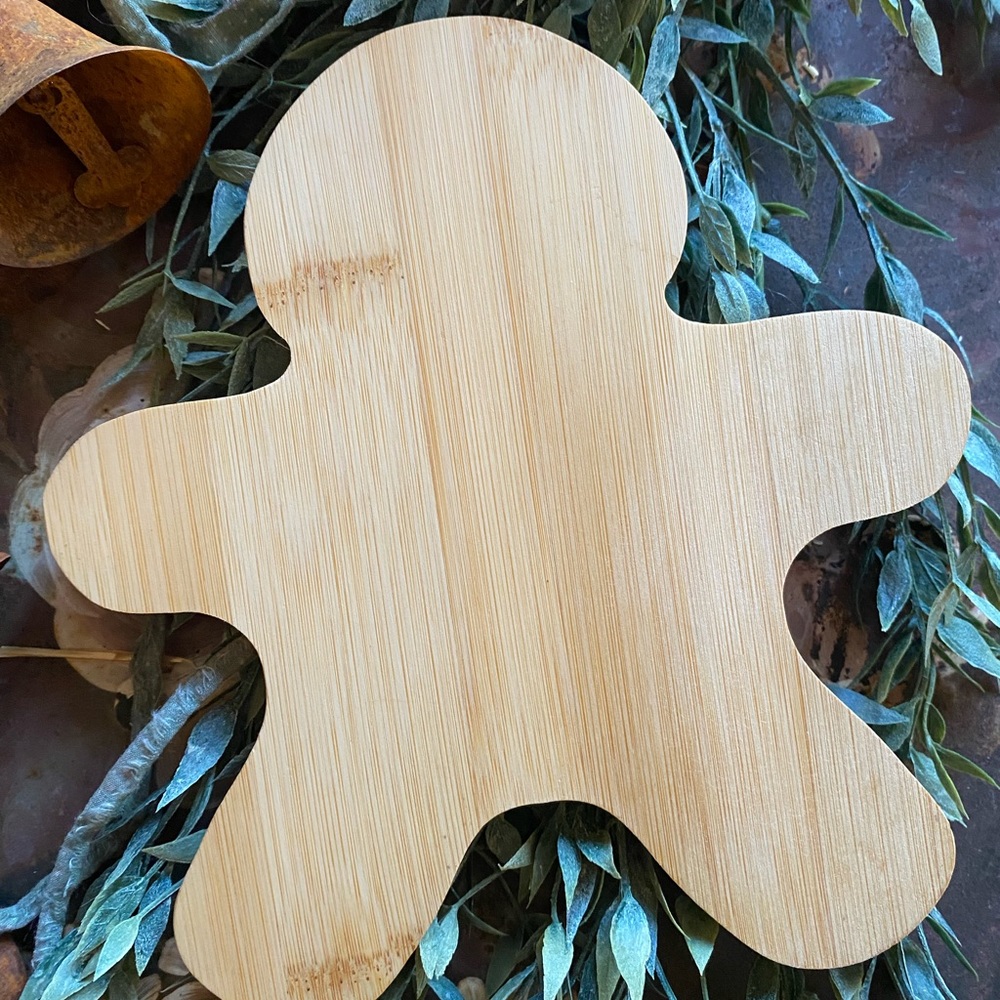 NWOT Unfinished Wood Gingerbread Man Small Tray Holiday Decor - Picture 11 of 15